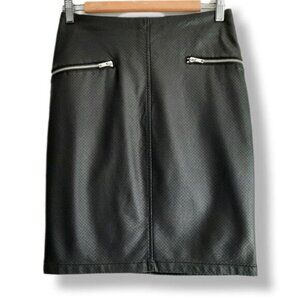 MINIMUM \ Micro Dot Pencil Mini Skirt Vegan Faux Leather Black Sz S